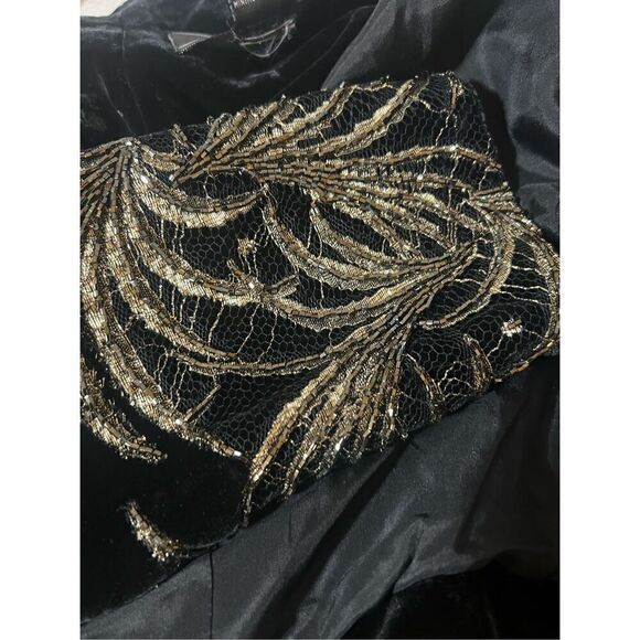 Exquisite Carmen Marc Valvo Silk Velvet Bolero/Shrug W/Beaded Sleeves 6 - Picture 9 of 12